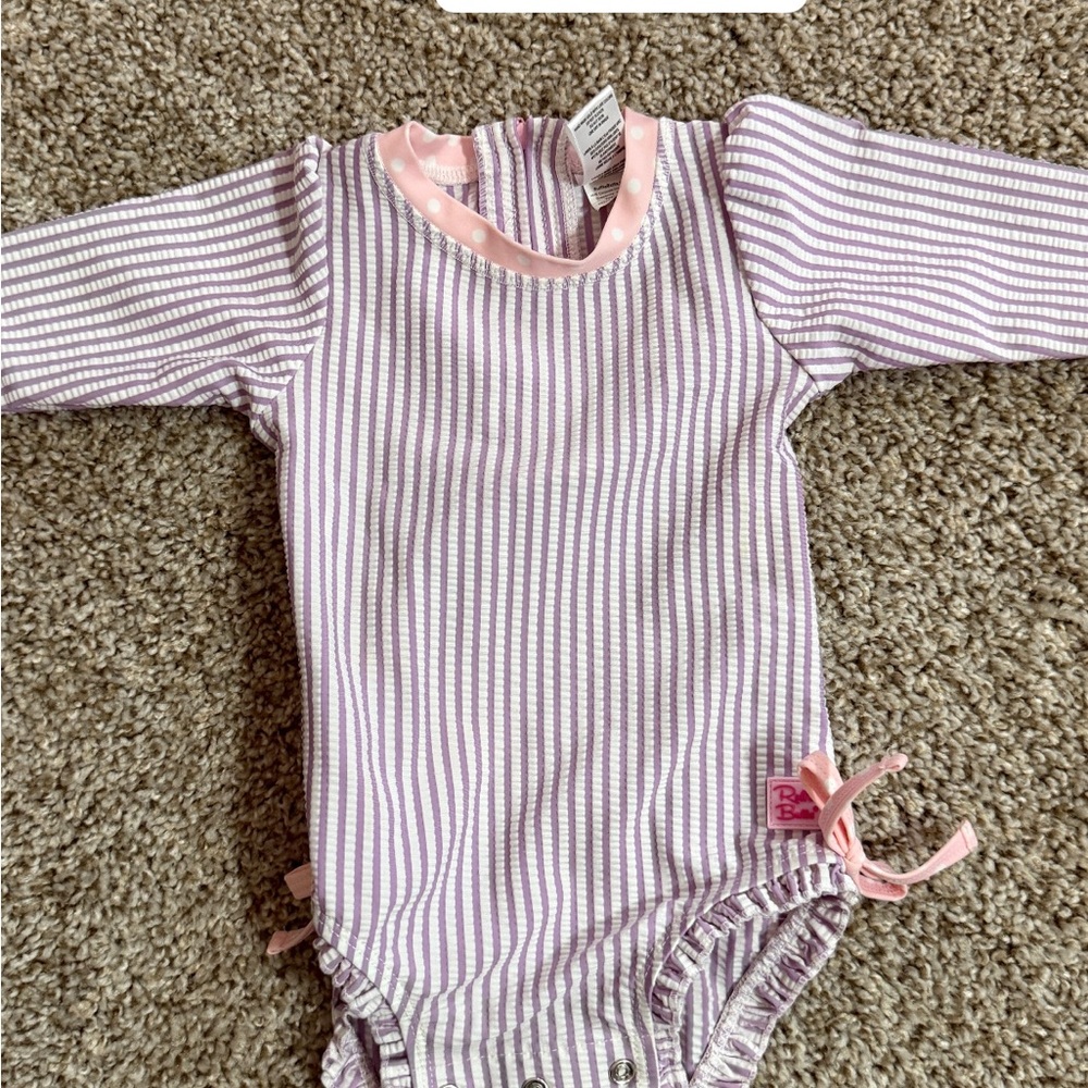 Ruffle Butts Pink and White Striped Bodysuit